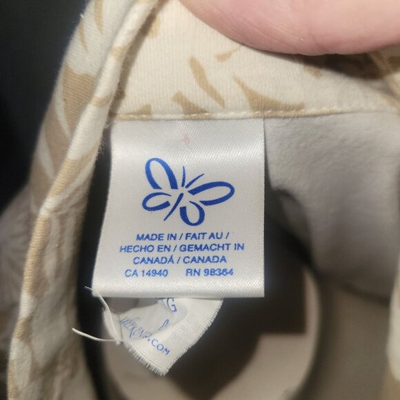 Floral Beige & White Zip-Up Jacket By Weekenders XXL 90% Cotton 10% Spandex Wome - Picture 2 of 5